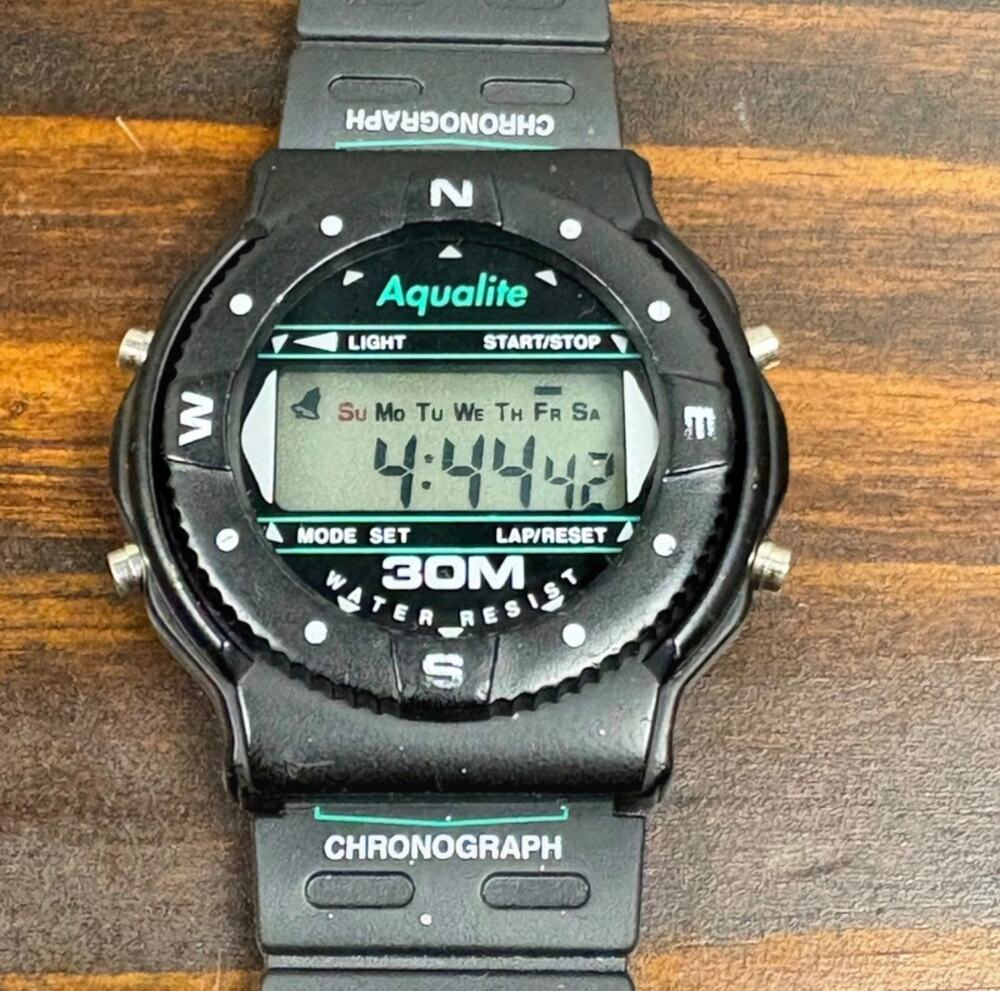 Casio Aqualite Men’s Black Digital Chronograph Alarm Watch Backlight Bezel